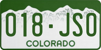 CO license plate 018JSO