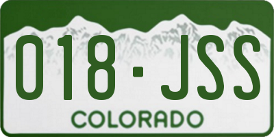 CO license plate 018JSS