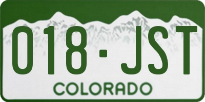 CO license plate 018JST