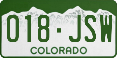 CO license plate 018JSW