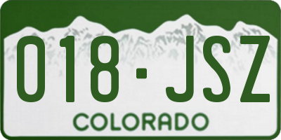 CO license plate 018JSZ