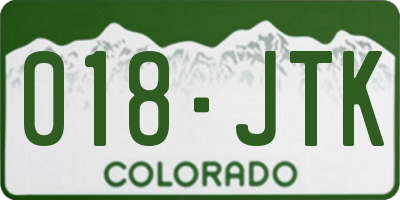 CO license plate 018JTK