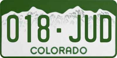 CO license plate 018JUD