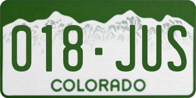 CO license plate 018JUS