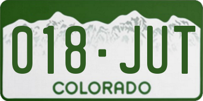 CO license plate 018JUT