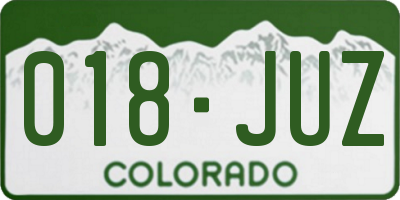 CO license plate 018JUZ