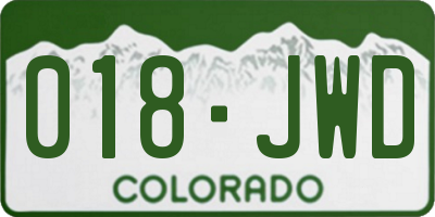 CO license plate 018JWD