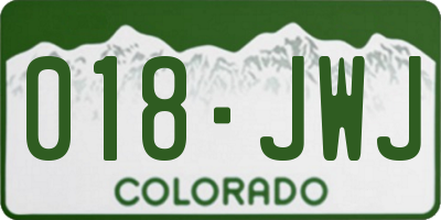 CO license plate 018JWJ