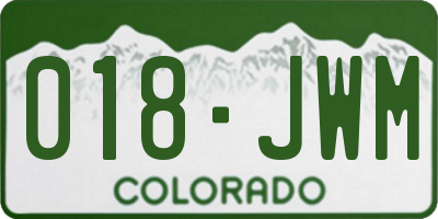 CO license plate 018JWM