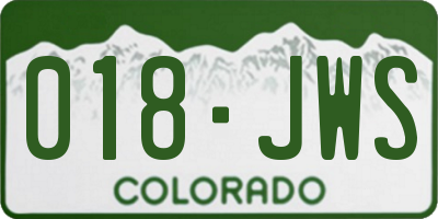 CO license plate 018JWS
