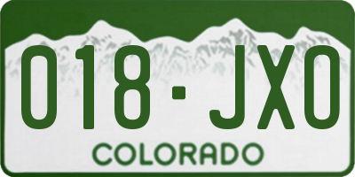 CO license plate 018JXO