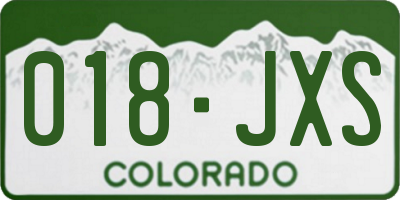 CO license plate 018JXS