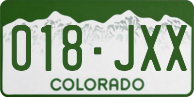 CO license plate 018JXX
