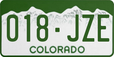 CO license plate 018JZE