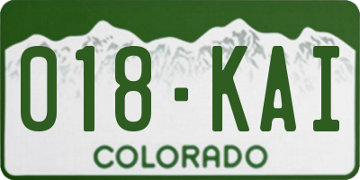 CO license plate 018KAI