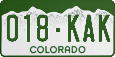 CO license plate 018KAK