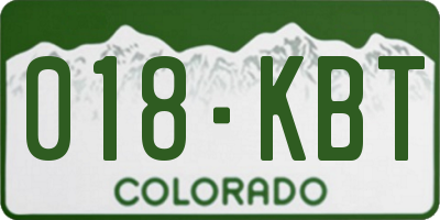 CO license plate 018KBT