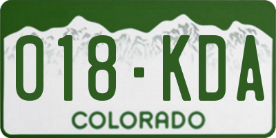 CO license plate 018KDA