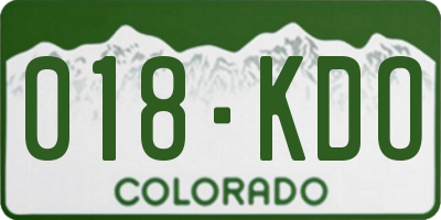 CO license plate 018KDO