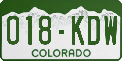 CO license plate 018KDW