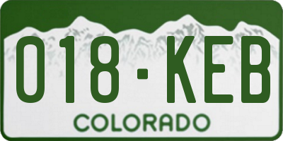 CO license plate 018KEB
