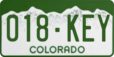 CO license plate 018KEY