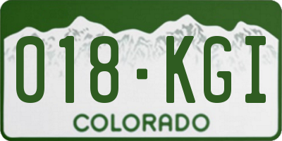 CO license plate 018KGI