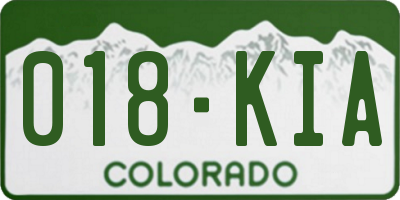 CO license plate 018KIA
