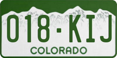 CO license plate 018KIJ