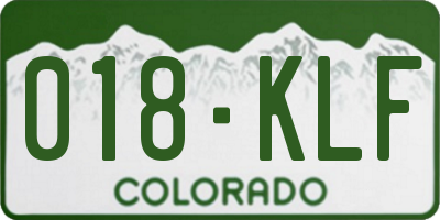 CO license plate 018KLF