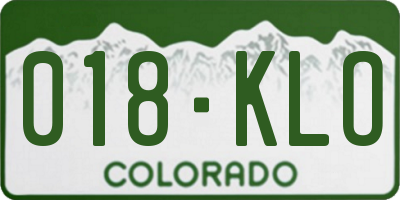 CO license plate 018KLO