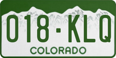 CO license plate 018KLQ