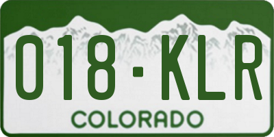 CO license plate 018KLR