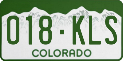 CO license plate 018KLS