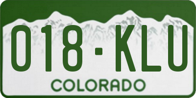 CO license plate 018KLU
