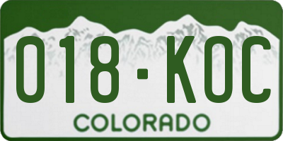 CO license plate 018KOC