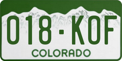 CO license plate 018KOF