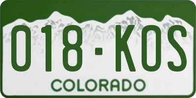 CO license plate 018KOS
