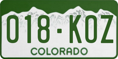 CO license plate 018KOZ