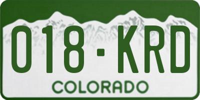 CO license plate 018KRD