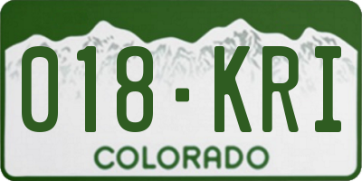 CO license plate 018KRI