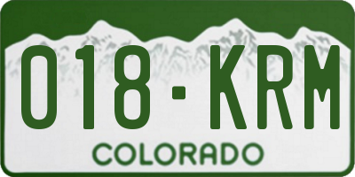 CO license plate 018KRM