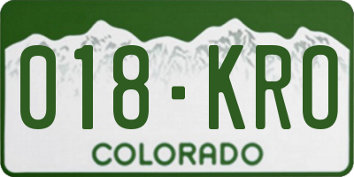 CO license plate 018KRO