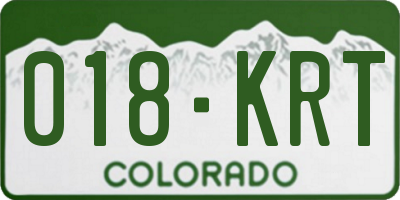 CO license plate 018KRT