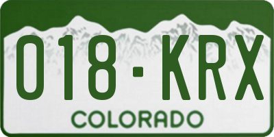 CO license plate 018KRX