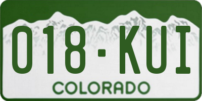 CO license plate 018KUI