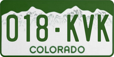 CO license plate 018KVK