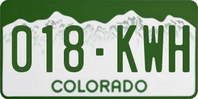 CO license plate 018KWH