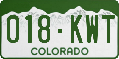 CO license plate 018KWT