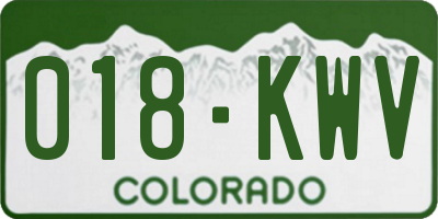 CO license plate 018KWV